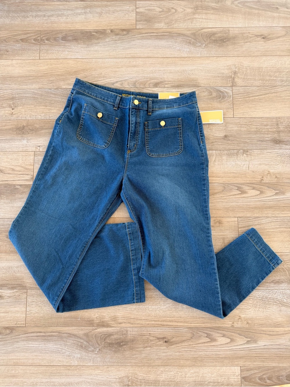 Michael Kors NWT Selma High Rise Bootcut Patch Pocket Jeans Size 14 Lapis Blue